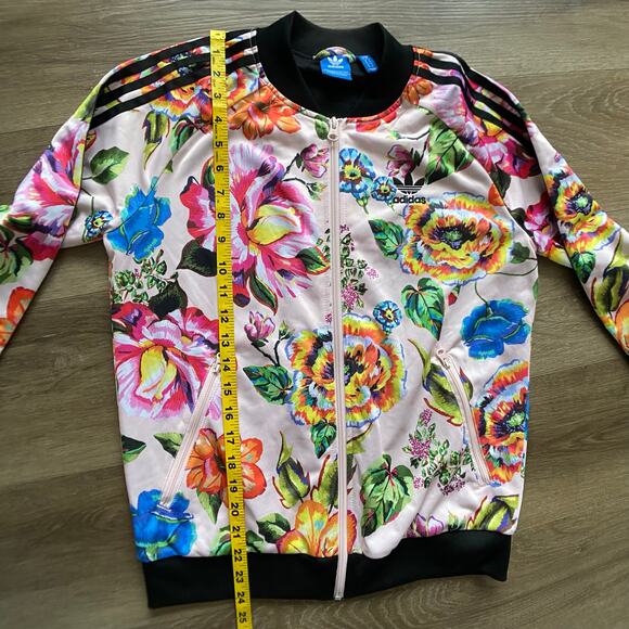 Adidas X Farm Rio Trefoil Floral Track Jacket Sz S Pink Black Full Zip - Picture 8 of 9